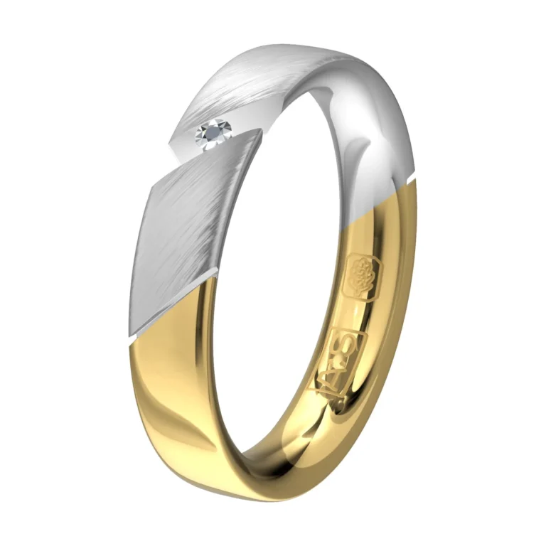 Aller Spanninga trouwring 1102, uitvoering met diamant